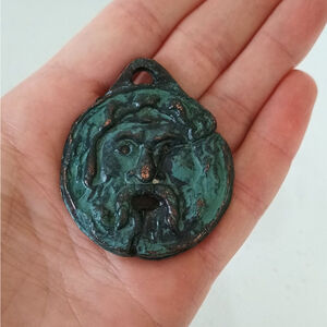 RARE Vintage Bocca Della Verita Bronze? Keychain Charm Pendant Coin 74 Grams